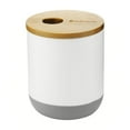 thumbnail image 1 of Full Circle Pick Me Up Ceramic & Bamboo Bathroom Counter Storage Canister - White & Gray - Great for Cotton Swabs!, 1 of 6