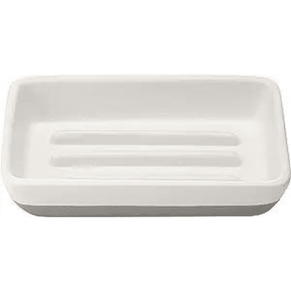 Full Circle Raise The Bar Ceramic Bathroom Soap Dish, White