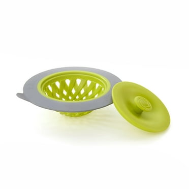 Full Circle Sinksational Kitchen Sink Strainer and Stopper Set - Green & Gray - Dishwasher Safe