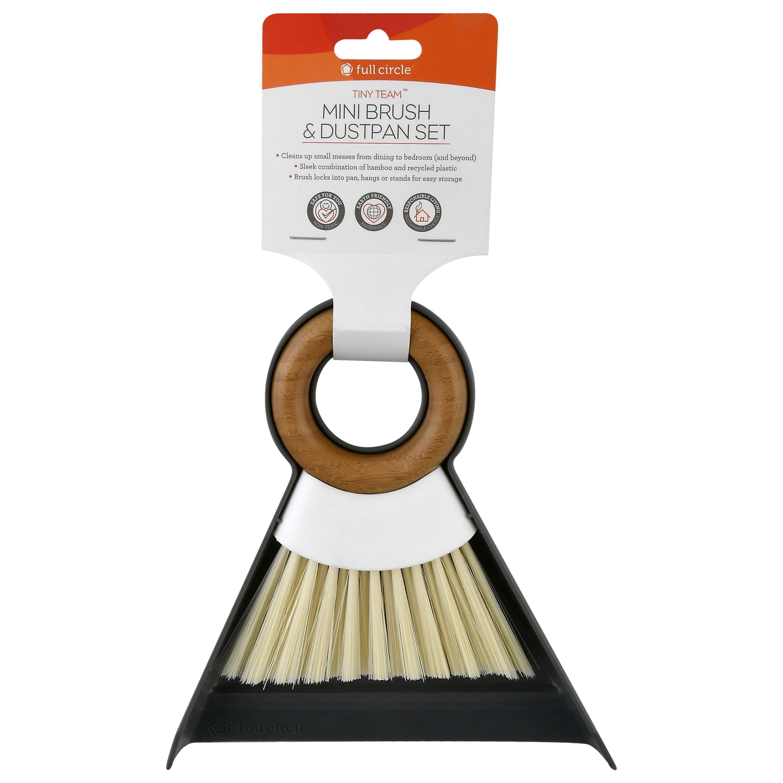 Compact White Bamboo Mini Brush and Dustpan Set