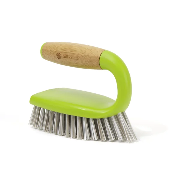 Full Circle Tough Stuff All-Purpose Household Scrub Brush - Recycled Plastic & Bamboo - Green