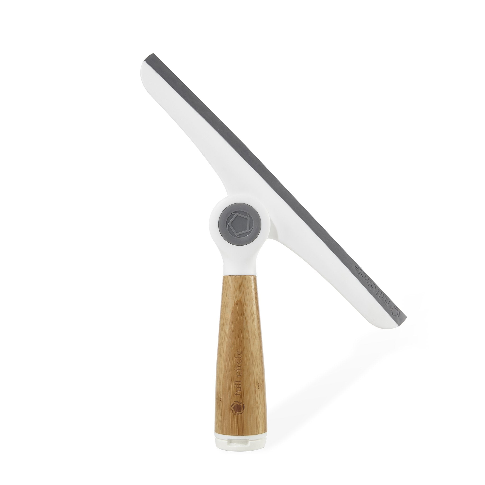 White Bamboo Handle Pivoting Window and Mirror Squeegee
