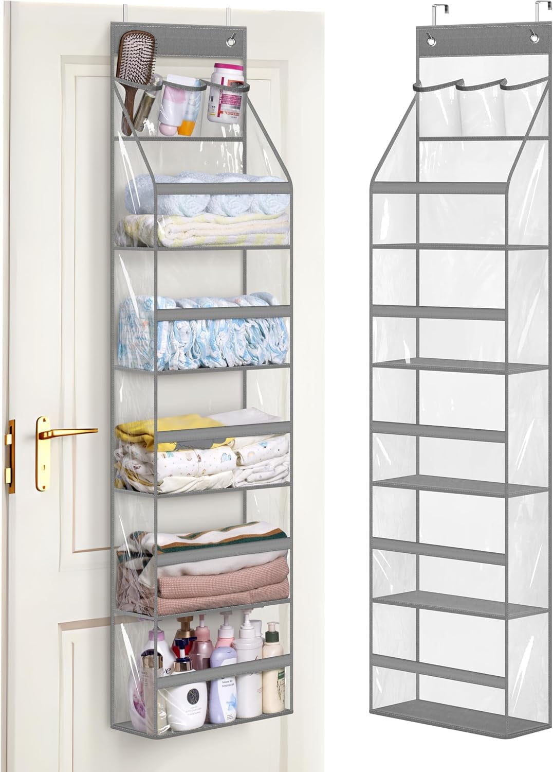 Full Clear PVC Over the Door Organizer Hanging Closet Storage with 5 ...