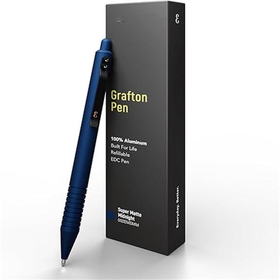 Full Click Refillable Ballpoint Pen Midnight | Durable EDC Writing Tool with Deep Grip | Smooth 0.7mm Ink Flow for Daily Use, Notes, Journaling, and Office Essentials
