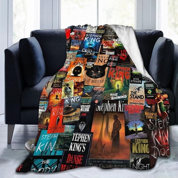 The Full Collection of Stephen King Books Flannel Blanket Lightweight Cozy Bed Blankets Soft Throw Blanket Fit Couch Sofa Suitable for All Season60 X80