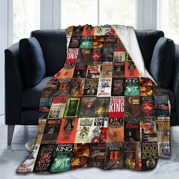 The Full Collection Of Stephen King Books Throw Blanket 50"X40" Soft Flannel Lightweight Plush Air Conditioner Quilt Suitable For Sofa,Living Room,Bedroom