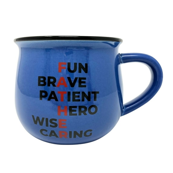 Full Color FATHER Acronym Large Body Coffee Mug for Dad 12 oz from Silly Obsessions- Ceramic Porcelain White Tea and Coffee Cup, Father's Day Gifts for Dad or Birthday or veteran