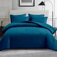 Full Comforter Set 7 Pieces Bed in a Bag Teal | Soft Down Alternative ...