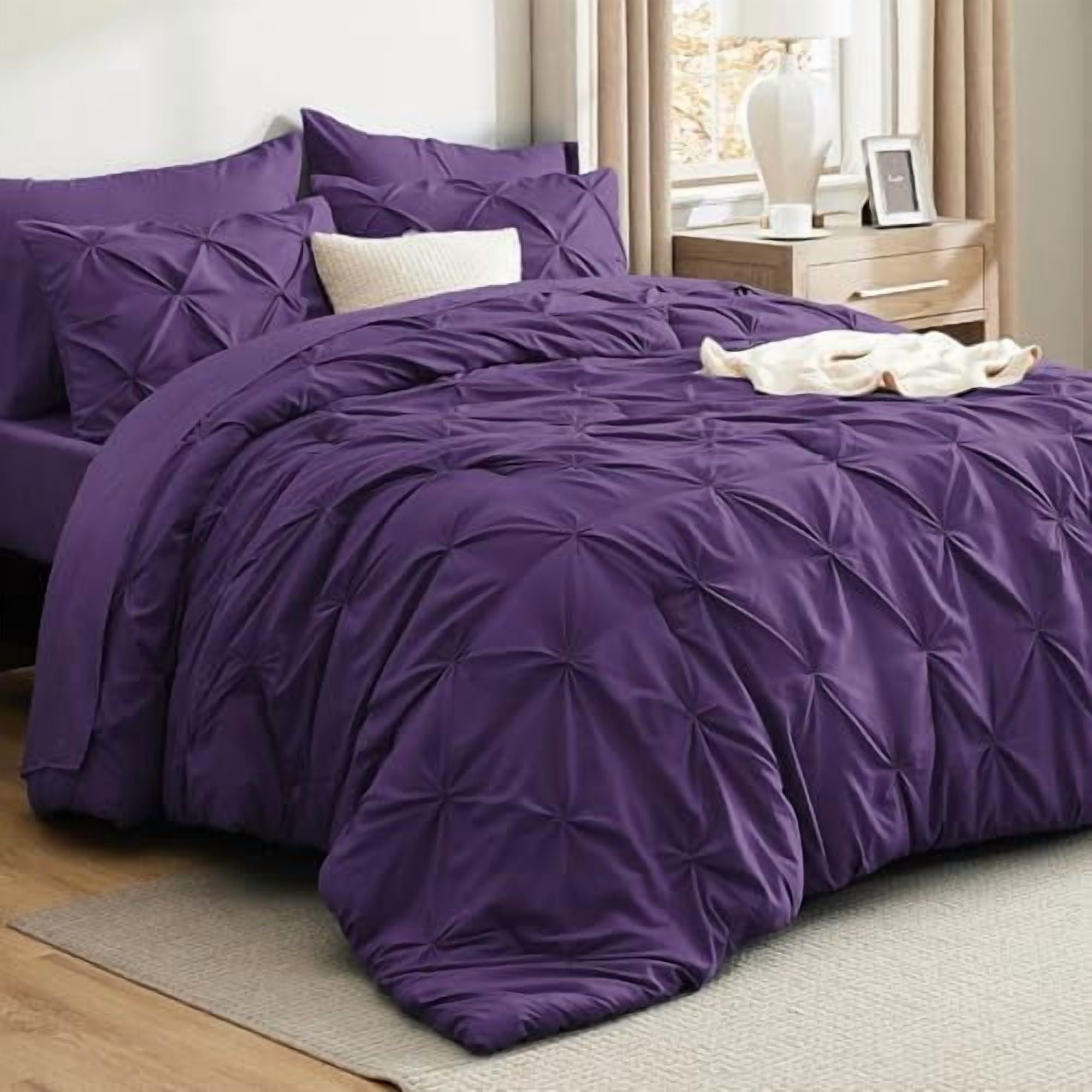 Full Comforter Set Purple - Bed in a Bag Full Size Bedding Set 7 Pieces ...