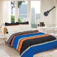 thumbnail image 1 of Full Comforter Set, Rugby Stripe Orange Reversible Bed in a Bag, 1 of 11