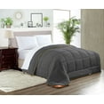 thumbnail image 1 of Full Comforter Solid Dark Gray 300 GSM Plush Siliconized Microfiber Fill Duvet Insert Box Stiched Quilted Fluffy Soft 600 TC Egyptian Cotton Shell with Piping & Pillowcases, 1 of 8