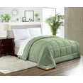 thumbnail image 1 of Full Comforter Solid Moss 300 GSM Plush Siliconized Microfiber Fill Duvet Insert Box Stiched Quilted Fluffy Soft 600 TC Egyptian Cotton Shell with Piping & Pillowcases, 1 of 8