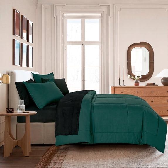 Full Comforter with Sheets Set - 7-Piece Teal Bed in a Bag Set