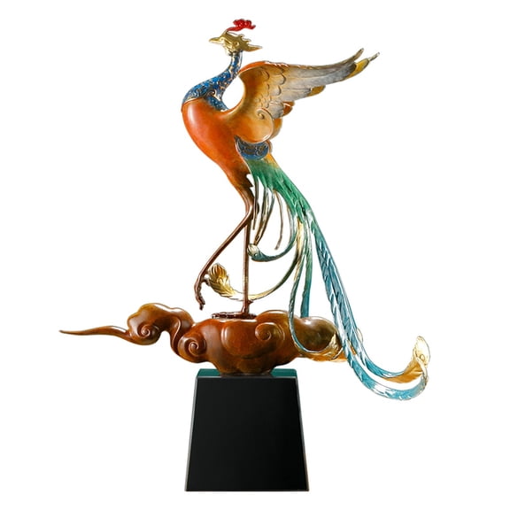 Full Copper Phoenix Ornament Living Room Entrance Crafts Office Large Metal Decorations Sculpture Artwork