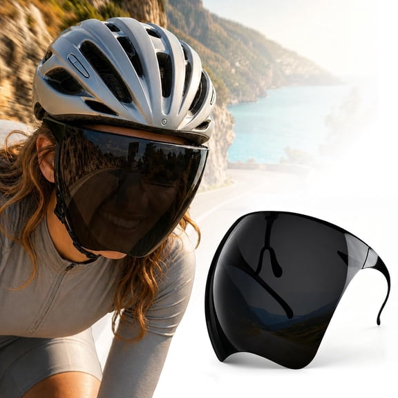 Full Cover Face Visor Protective, Tinted Full Face Shield Sun Protection,Anti-Fog & Anti-Glare Lightweight Futuristic Face Guard for Cycling, Gardening, Woodworking & Holiday Cosplay 