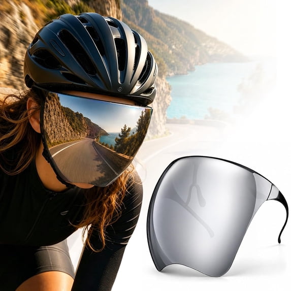 Full Cover Face Visor Protective, Tinted Full Face Shield Sun Protection,Anti-Fog & Anti-Glare Lightweight Futuristic Face Guard for Cycling, Gardening, Woodworking & Holiday Cosplay 