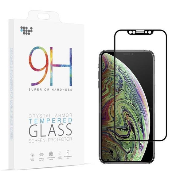 Full Cover Soft Pet Flexible Screen Protector With Silk Print Curved Edge For Iphone Xs X - Black