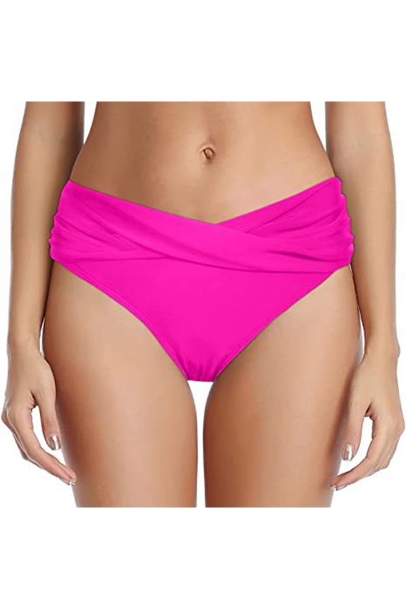 Full Coverage Bikini Bottom Sevevn Women's Bikini Bottom Twist Front Cheeky Swimsuit Ruched Bathing Suit Bottoms