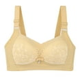 thumbnail image 1 of Full-Coverage Bra Women Plus Size Comfortable Breathable Bra Underwear No Underwire V-Neck No Underwire Bra Feature Hook and Eye Closure Molded Bra Style Y-396 , Yellow M, 1 of 2