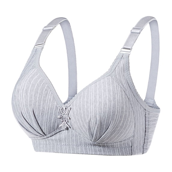 Full-Coverage Bra Women Pullover Bra Feature V-Neck Full-Figure Bra Style W-1174 Gray S