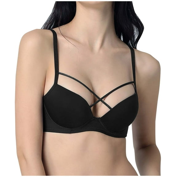 Full-Coverage Bra Women Seamless Bra Feature V-Neck Bralette Bra Style W-1548 Black 38