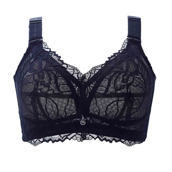 Full-Coverage Bras Women Lightly Lined Bra Feature V-Neck Balconette Bra Style W-1589 Hook and Eye Closure Sports Bras Plus Size Black 40D
