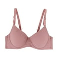thumbnail image 1 of Full-Coverage Bras Women Solid Underwear Small Breasts Push Up Detachable Double Shoulder Straps Underwire Bra V-Neck Padded Bra Feature Hook and Eye Closure Sport Bra Style Y-57 , Pink-a L, 1 of 8