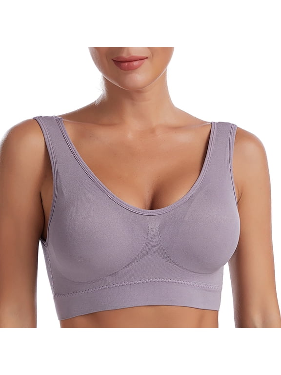 Full Coverage Bras for Women JIANLAI Seamless Comfortable Yoga Bra with Removable Pads Grey