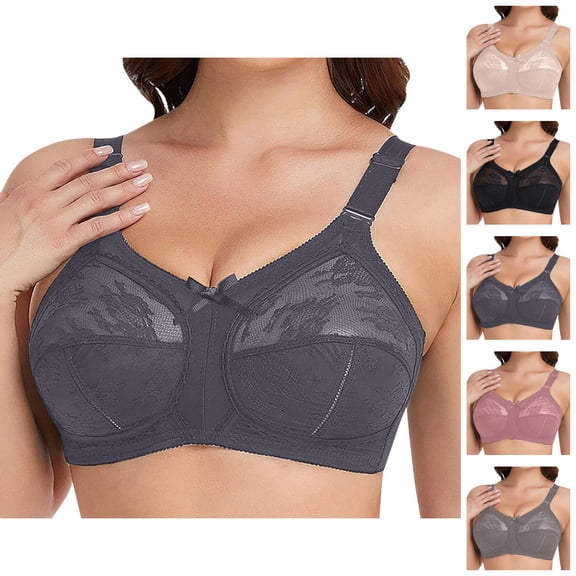 Full Coverage Bras for Women Lace Bow Plus Size Wireless No Pad Minimizer Comfortable Bralettes Everyday Bra