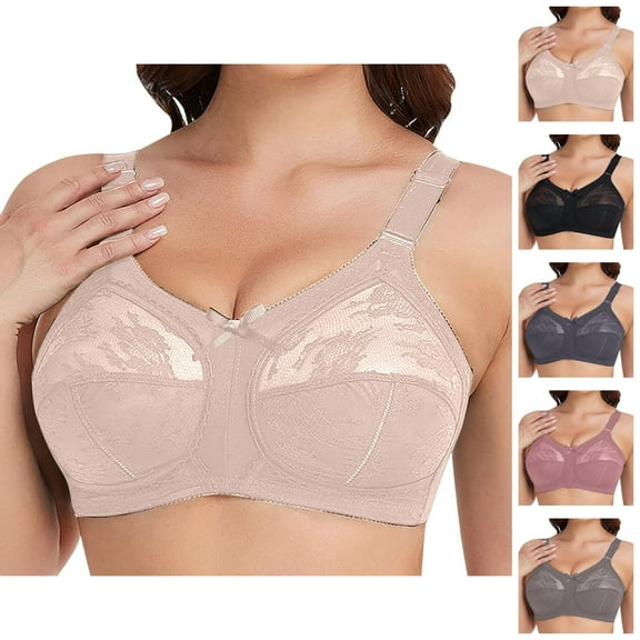 Full Coverage Bras for Women Lace Bow Plus Size Wireless No Pad Minimizer Comfortable Bralettes Everyday Bra