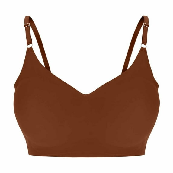 Full Coverage Bras for Women Plus Size Wireless Adjsutable Strap Comfortable Breathable Seamless Bra Wirefree (S, Khaki)
