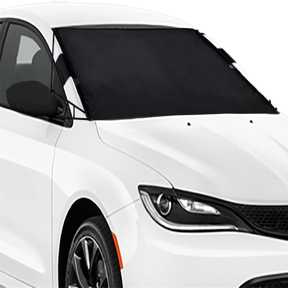 Full-Coverage Car Windshield Cover for Ice and Snow, Standard Size (Black) - Wiper Blade + Side Mirror Coverage - Fit-Fast Straps, Panels + Storage Pouch - 59 x 41 Inches