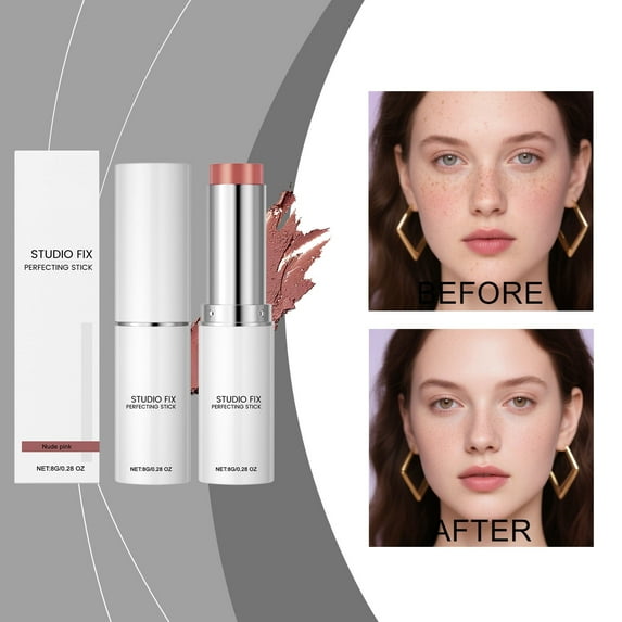 Full Coverage Concealer, Full Coverage Foundation Stick, Repair Capacity Concealer Stick Sweat-Proof Makeup-Free 3D Small V-Face to Dilute Dark Circles Artifact, 0.28oz (Nude Pink)