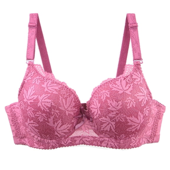 Full Coverage Everyday Bras for Women Lace Push Up Underwire Bra High Support Everyday T-Shirt Brassieres 40B, Hot Pink