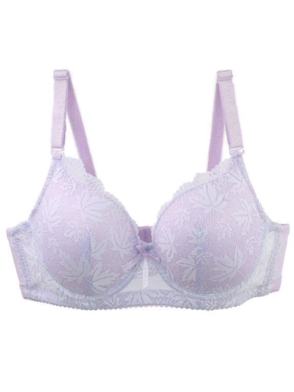 Full Coverage Everyday Bras for Women Lace Push Up Underwire Bra High Support Everyday T-Shirt Brassieres 44C, Purple