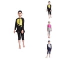 thumbnail image 1 of Full Coverage Long Sleeve Swim Dress with Skirt, Zip Front Rash Guard Set with Leggings, Color Block Modest Swimwear for Girls – Beach Pool Swimming, 1 of 9