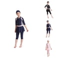 thumbnail image 1 of Full Coverage Long Sleeve Swim Dress with Skirt for Girls, UPF 50+ Rashguard Swimsuit, Two-Piece Set with Hairband, Ages 5–12, 1 of 9