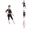 thumbnail image 1 of Full Coverage Long Sleeve Swim Dress with Skirt for Girls, UPF 50+ Rashguard Swimsuit, Two-Piece Set with Hairband, Ages 5–12, 1 of 9