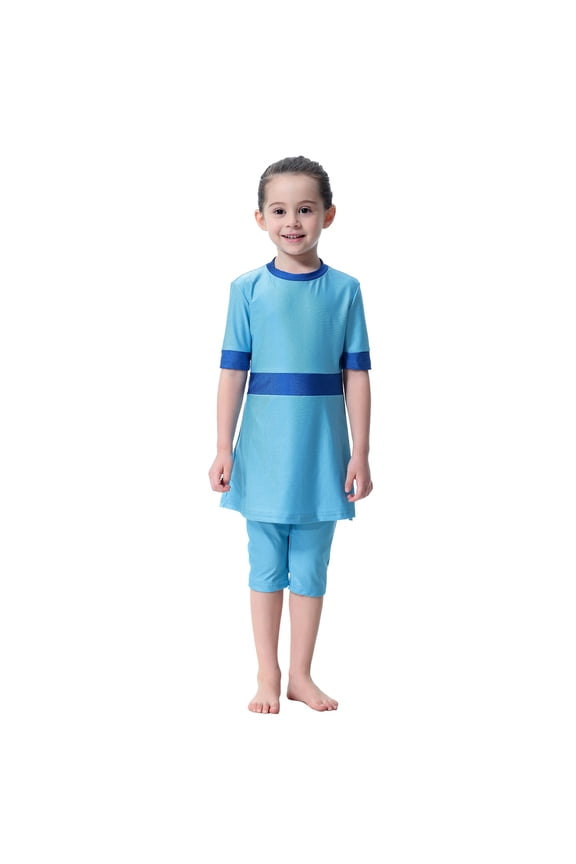 Full Coverage Long Sleeve Swimwear With Skirt Rash Guard For Girls Sun Swim Suit
