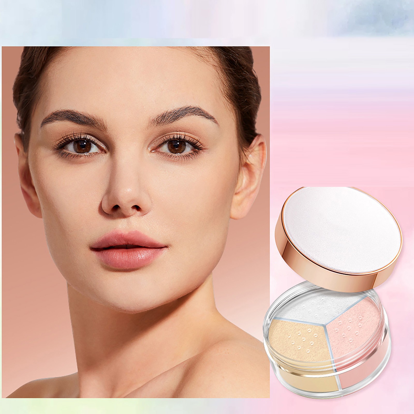 Full Coverage Loose Powder Translucent Long Lasting Foundation Face Powder Makeup Three 7982