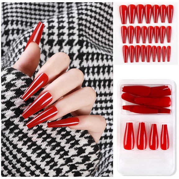 Full Coverage Nails for Ladies and Girls - 24 Long Set with for Enhanced Glamour