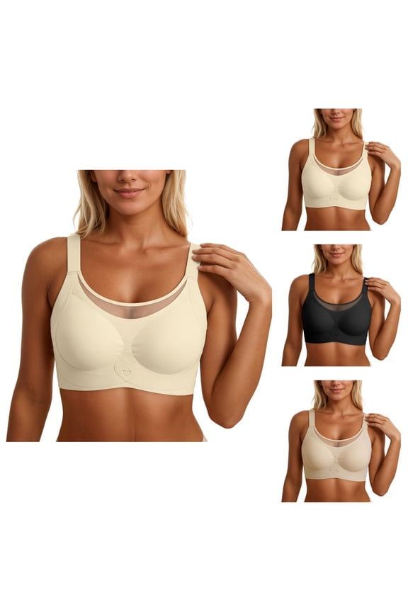 Full Coverage Seamless Bra for Plus Size Women, Strapless Mesh Underwire Support Lift Shaping Comfortable Everyday Bralettes Push Up No Wire