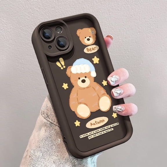 Full Coverage Shockproof Anti-Vibration Case for Apple iPhone 17, Cute Bear Pattern Heavy-Duty Durable Protective Phone Cover