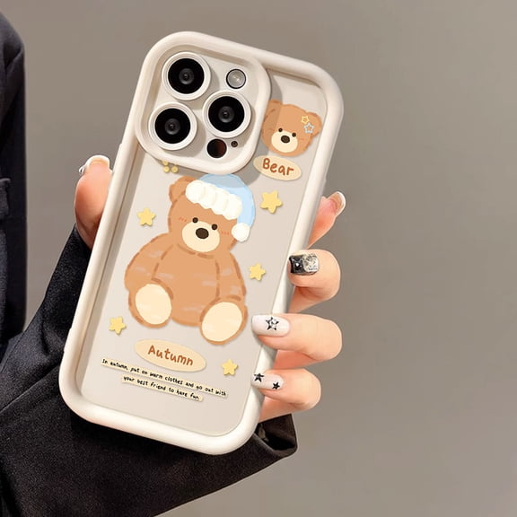 Full Coverage Shockproof Anti-Vibration Case for Apple iPhone 17 Pro Max, Cute Bear Pattern Heavy-Duty Durable Protective Phone Cover