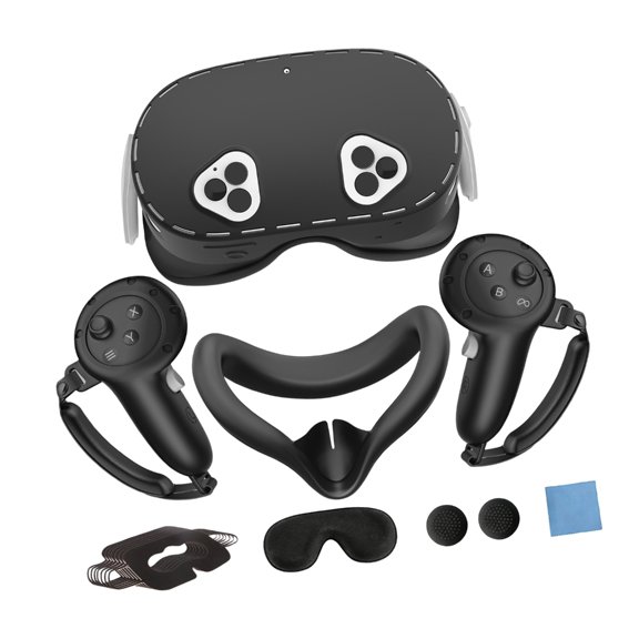 Full Coverage Silicone Virtual Reality Set Includes Controller Sleeves And Lightproof Face For Gaming Device