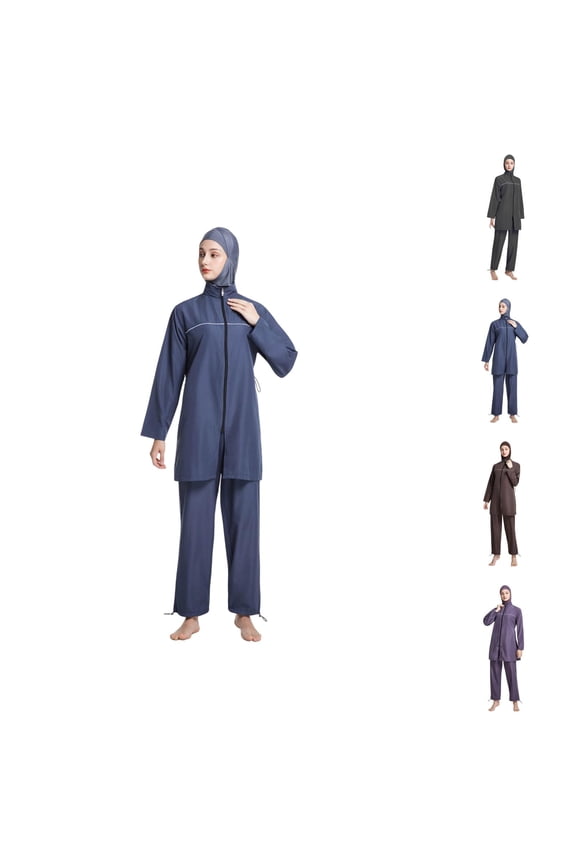 Full Coverage Swimsuit Long Sleeve Tankini Set with Swim Cap for Women Outdoor Swimming Suit Modest Bathing Suit for Holiday Activities