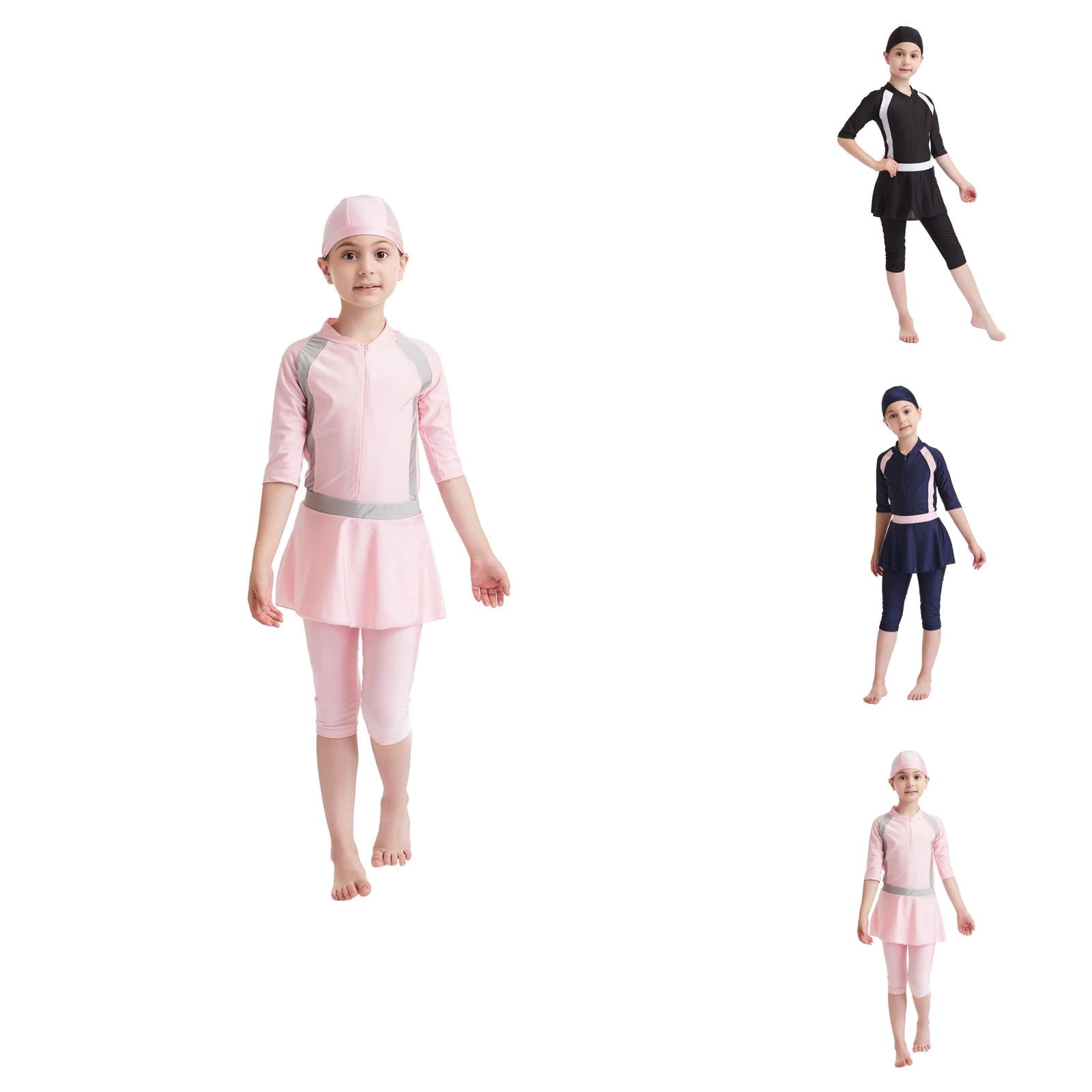 Dress Rassh Full Coverage Swimwear for Girls, Long Sleeve Swim Dress with Skirt ...