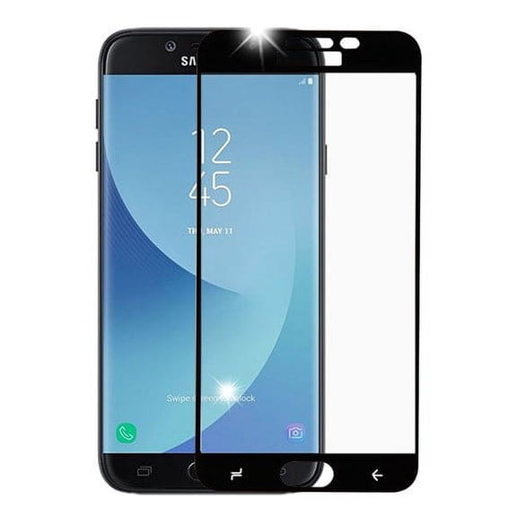 Full-Coverage Tempered Glass Screen Protector Black Edge Full Cover Screen Protective for Samsung Galaxy J7 V 2nd Gen/Galaxy J7 Star / J7 Refine - Black