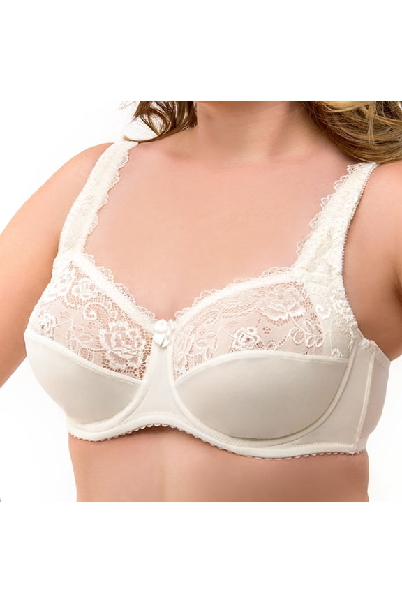 Full Coverage Underwire Bra Comfort Minimizer Non-padded Wide Straps Support Panels Plus Size 34 36 38 40 42 / B C D E F G ( 36E/DD, Ivory)