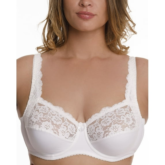 Full Coverage Underwire Bra Comfort Minimizer Non-padded Wide Straps Support Panels Plus Size 34 36 38 40 42 / B C D E F G ( 38B, White)